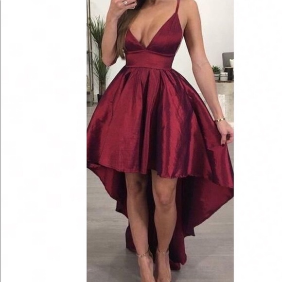 B. Smart Dresses & Skirts - B. Smart Red Burgundy High Low Prom Dress
